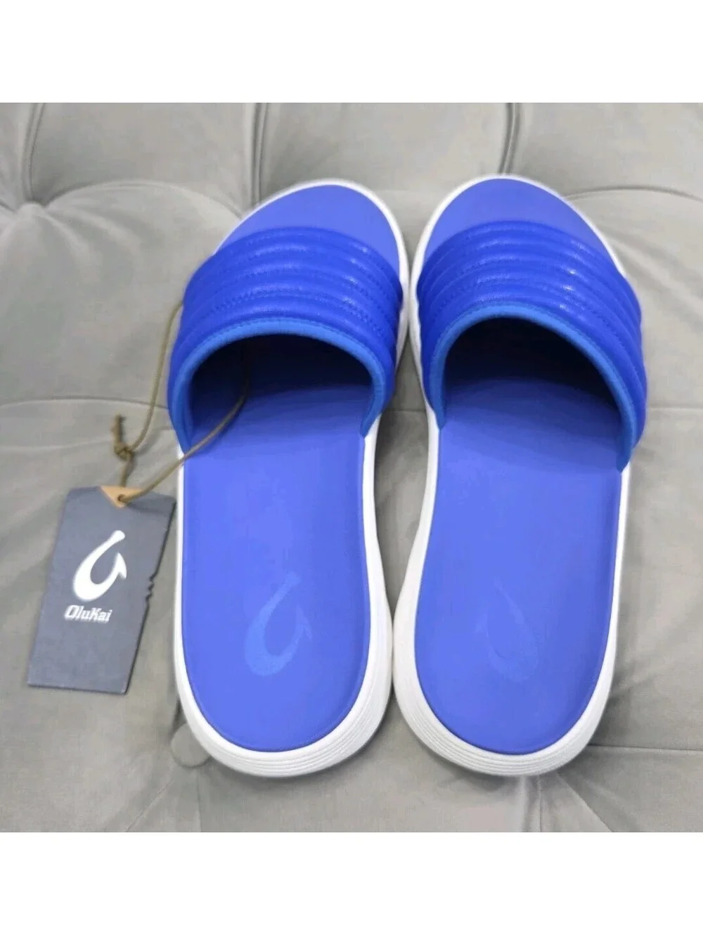 OluKai Komo Slide Blue Waterproof Comfort Sandals Flats Mens Shoes 13 New $99